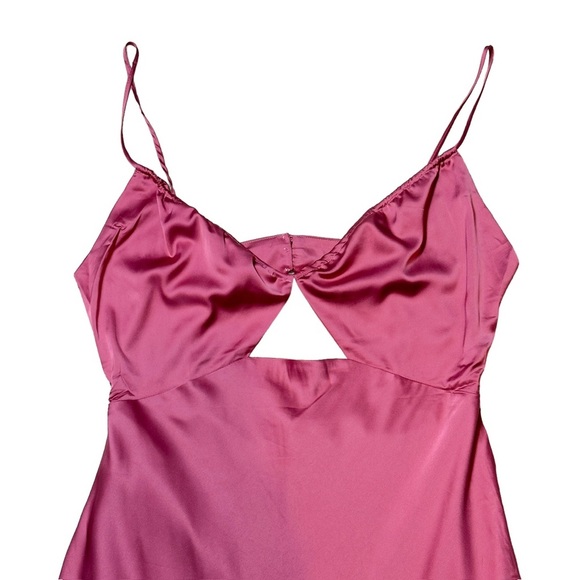 Petal + Pup Pink Poppy Cutout Midi Satin Dress US XL - Picture 3 of 9